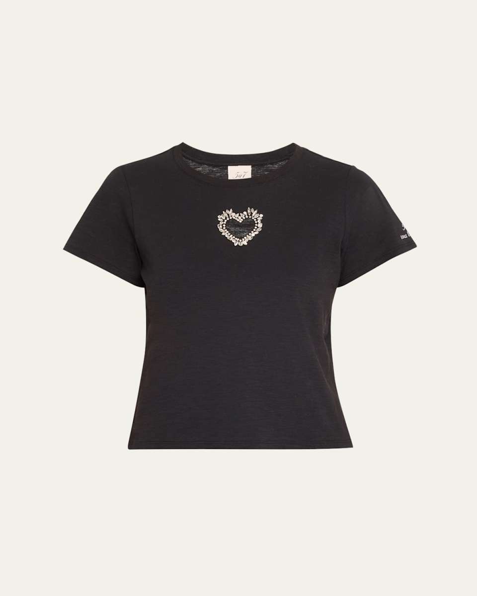 Cut-Out Rhinestone Heart Tee